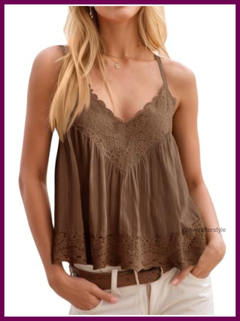 Lace Cami Top V Neck Babydoll Spaghetti Strap Flowy Summer Y2k